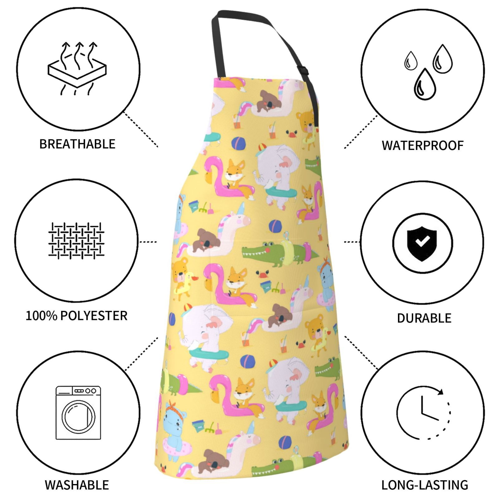 Kdxio Summer Animals Apron with Pockets Adjustable Kitchen Aprons for Men Women Waterproof Aprons for Cooking,Drawing,Crafting, Baking Household Cleaning