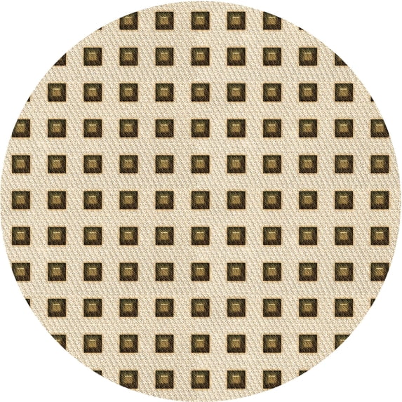 Ahgly Company Machine Washable Indoor Round Transitional Vanilla Gold Area Rugs, 7' Round