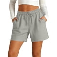 thumbnail image 3 of Akmaiox Biker Shorts for Women High Waisted Elastic Drawstring Waistband Running Shorts with Pockets Breathable Lightweight for Summer Outdoor Gym Workout Shorts S-3XL, 3 of 7
