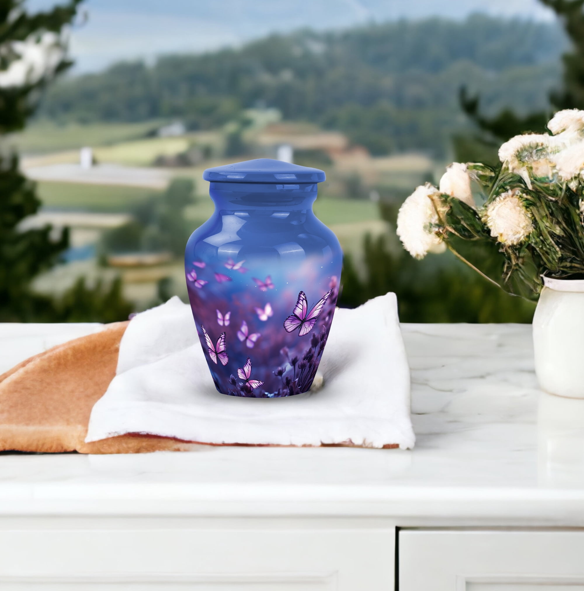Urns For Women Human Ashes - Cremation Urn Human Ashes - Purple Urns - Butterfly Urn - Funeral Cremation Urns For Ashes - Cremation Urns For Adults - Memorial Keepsake (Size -3Inch,2Pcs)