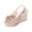 Pink, variant on Women’s Elegant Chunky Wedge Slides, Ankle Buckle Strap Open Toe High Heels, Arch Support Beach Wedding Comfort Sandals White 7.5
