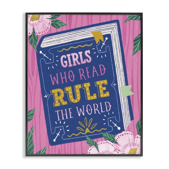Stupell Industries Girls Who Read Inspirational Black Framed Giclee Art, design by Vanessa Stoilova