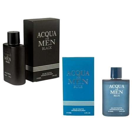 Aqua for Men Collection – Set of 2 Eau de Toilette Sprays (Black & Blue) – 3.4 FL Oz | 100 ml Each – Long-Lasting, Fresh & Masculine Fragrance Gift Set