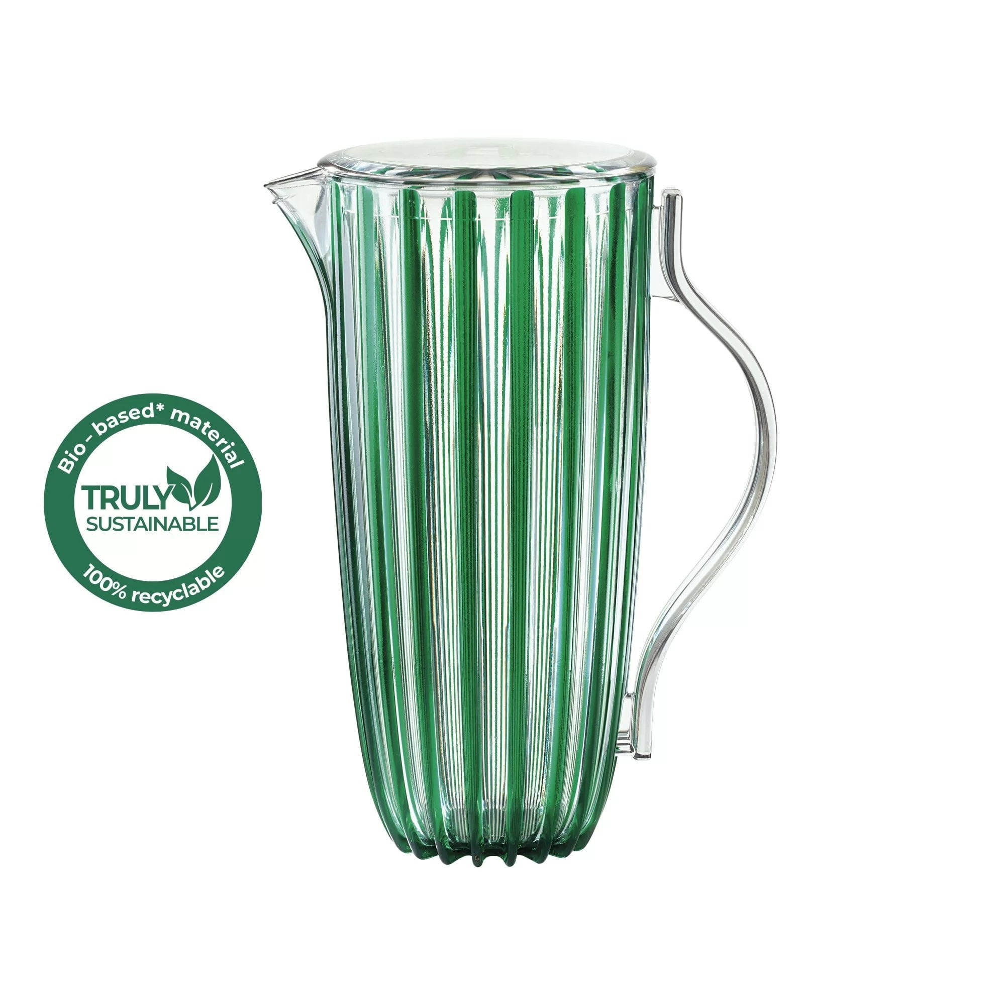 Guzzini Dolcevita Green Pitcher with Lid Bio-Based Plastic 1.75L Emerald Outdoor Indoor Entertainment