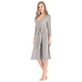 thumbnail image 5 of Women's Kimono Resort Spa Robe,Knee Length V Neck Bathrobe Shower Gown with Belt 3/4 Sleeve Lightweight Short Soft Cotton Sleepwear Loungewear This Robe,S-2XL Gray, 5 of 7