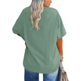 thumbnail image 2 of Women Summer Short Sleeved T Shirt Casual Loose V Neck T Shirt Solid Color Top, 2 of 4