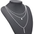 thumbnail image 4 of Collar multicapa colgante de 3 niveles cadena larga accesorios para mujer (plata), 4 of 4