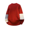 thumbnail image 4 of Men's Fashion Knit Sweater Loose Fit Round Neck Pullover Long Sleeve for Casual Everyday Wear and Winter Holiday Season,Red,XL, 4 of 5