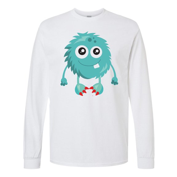 Inktastic Furry Monster, Blue Monster, Cute Monster, Silly Long Sleeve T-Shirt