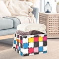 thumbnail image 3 of Yayeee Collapsible Cube Storage Bin with Lid Fabric Closet Decorative Basket with Handles, White Checkered Pattern, 3 of 7