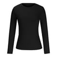 thumbnail image 6 of Sakmal Womens Tops Long Sleeve Black Slim Solid Crew Neck Comfortable T-Shirts Womens Shirts Under $5, 6 of 6