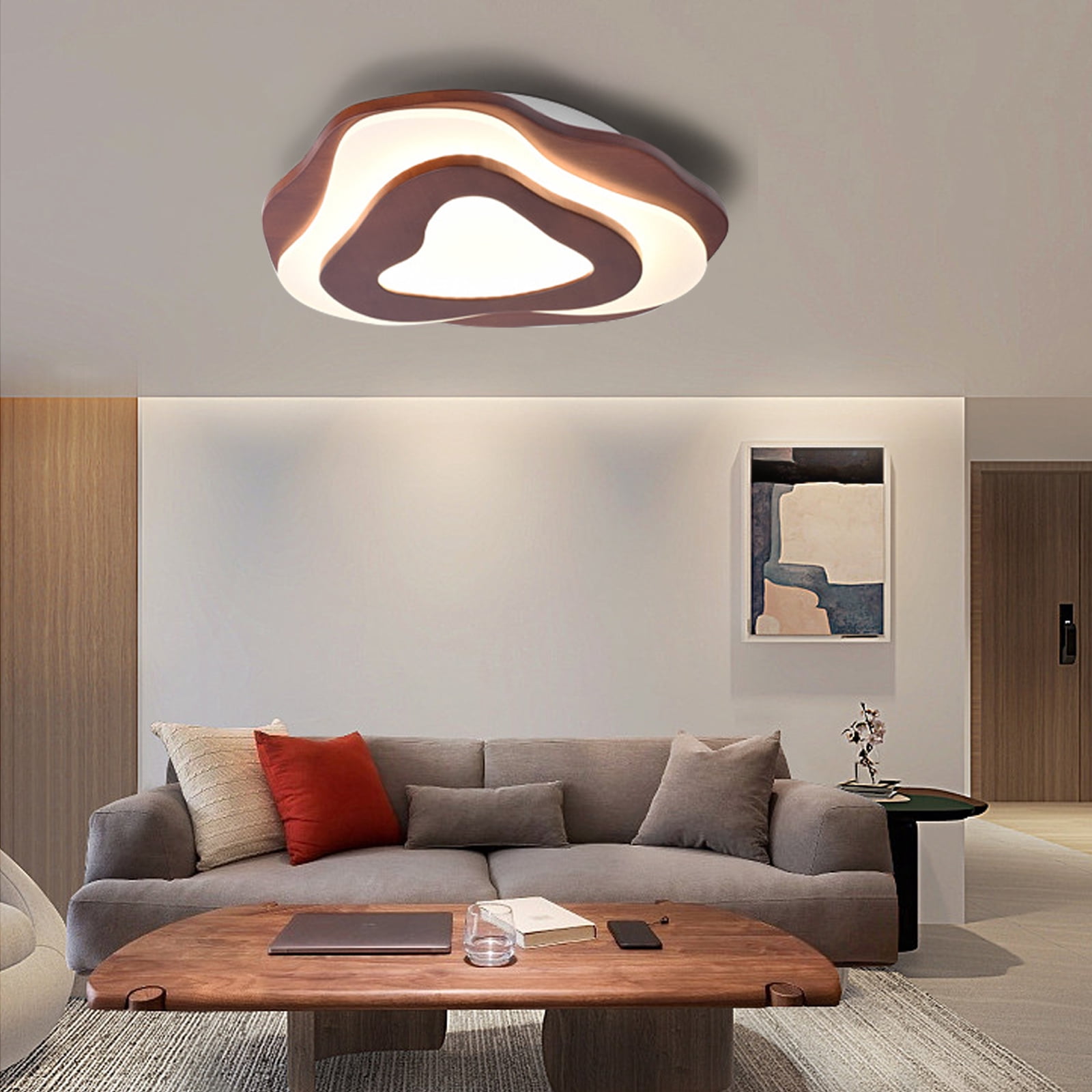 Arturesthome Nordic Irregular Flush Mount Solid Wooden Ceiling Light For Living Room
