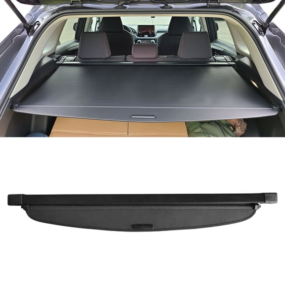Ikon Motorsports Rear Retractable Cargo Cover, Compatible with 2026 Toyota Rav4, Vinyl & Aluminum Rod Trunk Security Luggage Shield Shade, Black