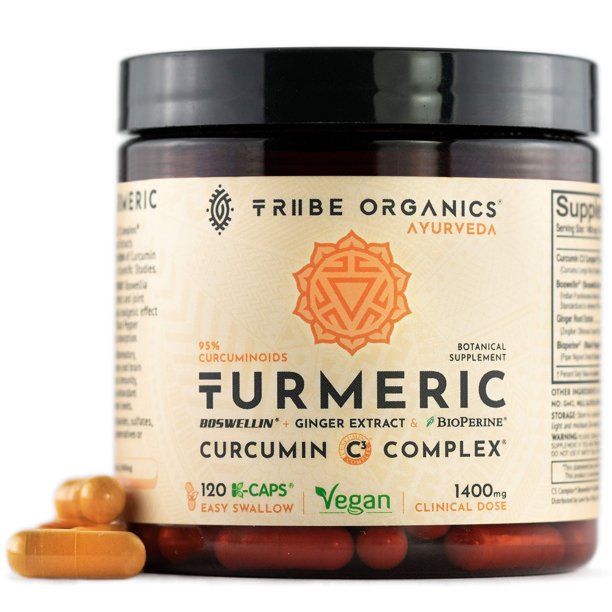 Turmeric Curcumin C3 Complex 120 Vegan Capsules 95 Curcuminoids with Boswellia, Ginger