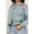 thumbnail image 3 of Johnny Was Women's Light Wash Floral Embroidered Cropped Denim Jacket - W45424-4 Medium  US, 3 of 4