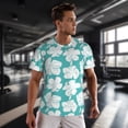 thumbnail image 3 of Wukai Vintage Floral Print Men's Short-Sleeved Mesh T-Shirt,Quick-Dry Short Sleeve Workout T-Shirt-3X-Large, 3 of 8