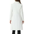 thumbnail image 3 of Abrigo de cuello INSPIRE CHIC para mujer, con botones, de manga larga, estilo A-line, casual, abrigo largo de invierno, tamaño S, color blanco crema, 3 of 6