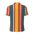 thumbnail image 3 of Vsdgher Vertical Stripes Print Men's Short Sleeve Stretch Polo Shirt, Moisture-Wicking Performance Polo Shirt, 3 of 8
