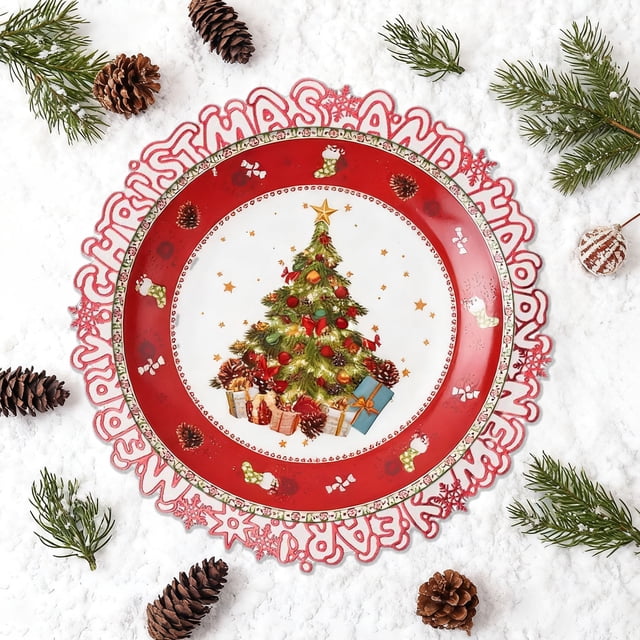 Aodebiao Christmas Snowflake PVC Table Mat Waterproof Heat Resistant Holiday Dining Decor Washable Reusable Festive Party Tableware Western Style Placemat