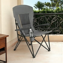 High Back Camping Chair Heavy Duty 250LBS - Oversized Portable Folding Chair with Cup Holder, Perfect for Camping, Tailgating, Beach (Gray)