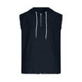 thumbnail image 3 of Linen Mens Hoodie Pullover Drawstring Quarter Zipper Sleeveless Vintage Tops T-Shirt Streetwear Fathers Gift, 3 of 6