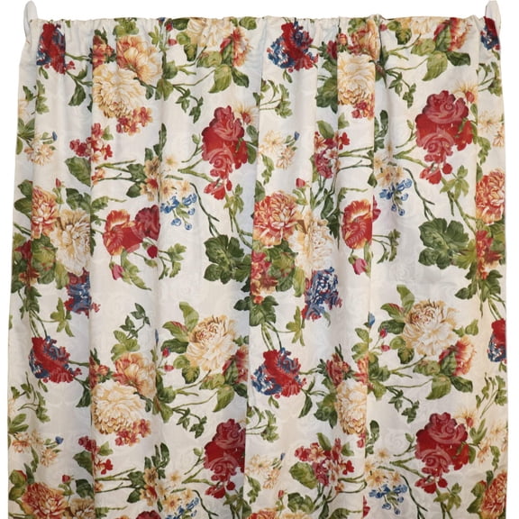 Cotton Curtain Floral Print 58 Inch Wide Geraniums and Azaleas Floral Mix