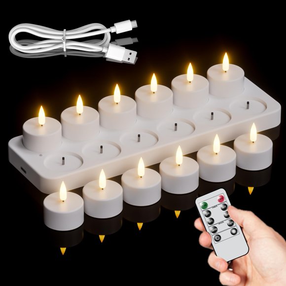 Velas de té GenSwin 12 recargables con temporizador remoto