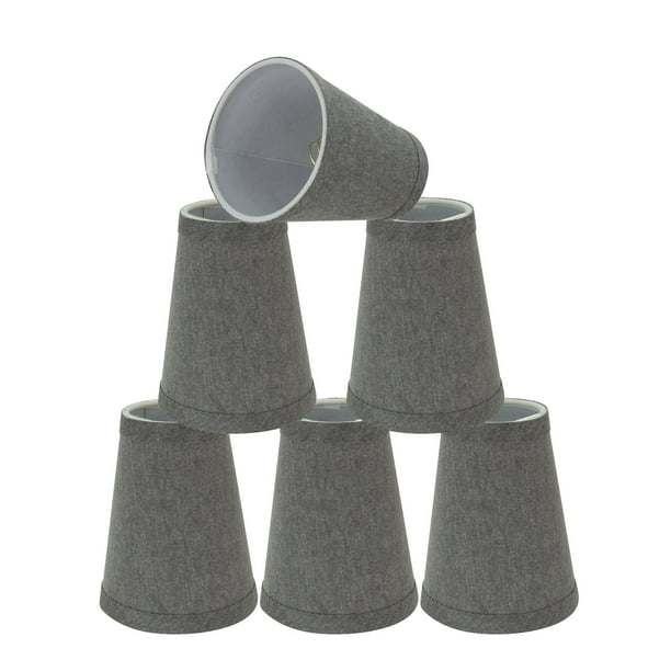 Aspen Creative 32657 6 Small Hardback Empire Shape Chandelier Clip On Lamp Shade Set Pack Transitional Design In Grey 4 Bottom Width 2 1 X 5 Com Lamp Shade Set, Set Of 6 Small Chandelier Lamp Shades Empire