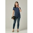 thumbnail image 4 of DEVOPS 2 Pack Women's Casual Shirts Short Sleeve Tops Daily Tunics (Medium, Navy Blue/White), 4 of 7