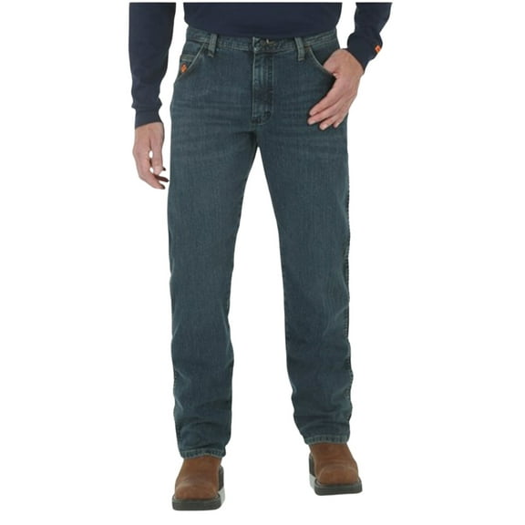 Wrangler Men's Medium Wash Regular Fit Work Jeans Blue 33W x 34L