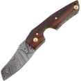 thumbnail image 3 of Old Ram Damascus Steel Cigar Cutter Knife Gold Lining Rosewood Finish with Leather Sheath, 3 of 5