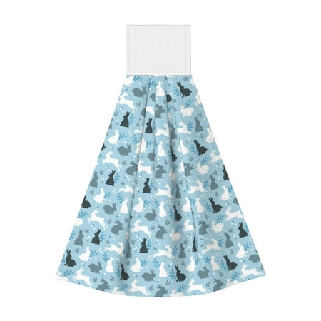 

Wukai Black White Gray Rabbit Print Kitchen Towels Quick Dry Washcloths Coral Velvet Dishtowels Multipurpose Reusable Cloths Soft Tea Absorbent Cleaning Cloths