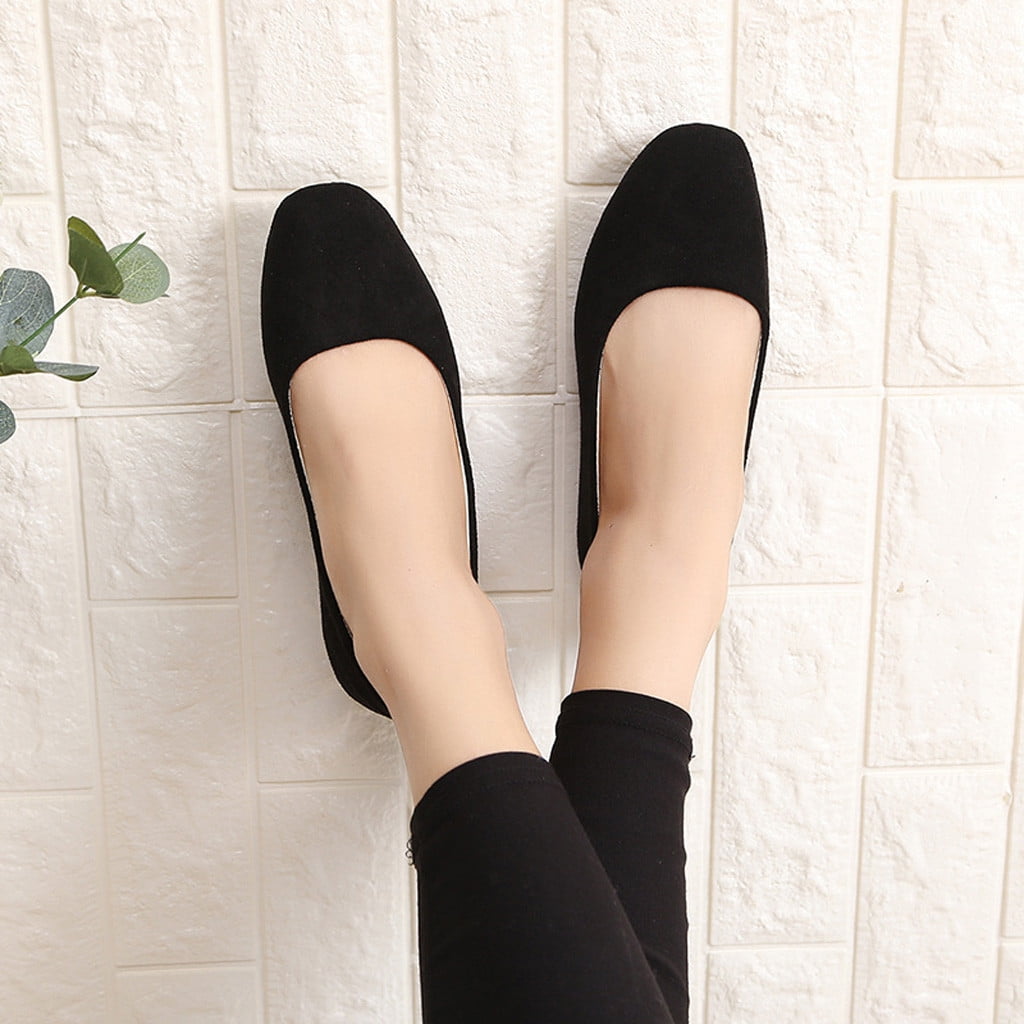 women solid classic square toe ballet flat shoes single shoes casual shallow mouth flat shoes for spring black size 5.5