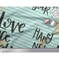 thumbnail image 2 of Soimoi Green polyester Crepe Fabric Stripe & Happy New Year Text Print Fabric by the Yard 52 Inch Wide, 2 of 3