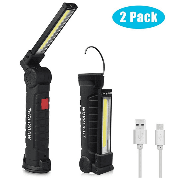 Led Work Light With Magnetic Base Rechargeable Handheld Flashlight Led Torches Lamp Cob Cordless Inspection Lamp 2200mah Battery For Outdoor Camping Hiking Garage Emergencies With Hanging Hook Blue Amazon Com