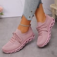 thumbnail image 4 of EKVAHL Women's Knit Upper Running Sneakers, Low Top Non Slip Tennis Sneakers, Solid Color Elastic Fit Athletic Sneakers Lace-Up Walking Shoes for Training Hiking Pink, 4 of 6