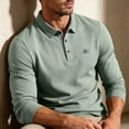 thumbnail image 5 of Long Sleeve Polos Shirt For Men Fashion Casual Breathable Golf T Shirts Lapel Button Business Office Wear (S, Army Green), 5 of 7