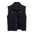 thumbnail image 1 of Mens Casual Ripped Denim Vest Classic Trucker Button Down Sleeveless Jean Waistcoat, 1 of 2