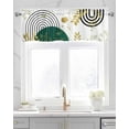 thumbnail image 2 of Boho Green Kitchen Valances for Windows Farmhouse Linen Window Valance Curtain for Living Room Window Treatment Gold Leaf Black Bohemian Plant Circle Flower Valance Rod Pocket Topper, 42 x 18 Inch, 2 of 6