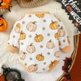 thumbnail image 3 of SILVERCELL Halloween Children's Clothing Autumn Baby Girl Pumpkin or Ghost Print Long Sleeved Triangle Jumpsuit 0-18M, 3 of 7