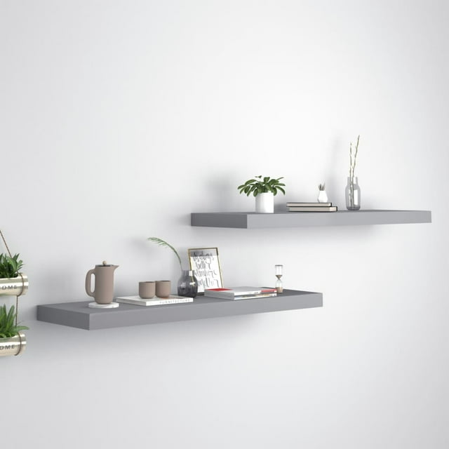 vidaXL Étagères Murales Flottantes 2 Pcs Gris 80x23,5x3,8 cm MDF