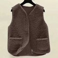 thumbnail image 4 of Breezora Womens Fleece Lined Zip Up Vest With Pockets Winter Warm Casual Cotton Puffer Gilet XXXXXL Size Coffee, 4 of 7
