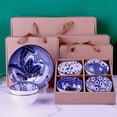 thumbnail image 1 of Japanese Style Ceramic Rice Bowl Assorted Designs Traditional Blue and White Pattern Underglazed Dinnerware Ideal For Dessert Snack Cereal Soup in Gift Box, 1 of 4