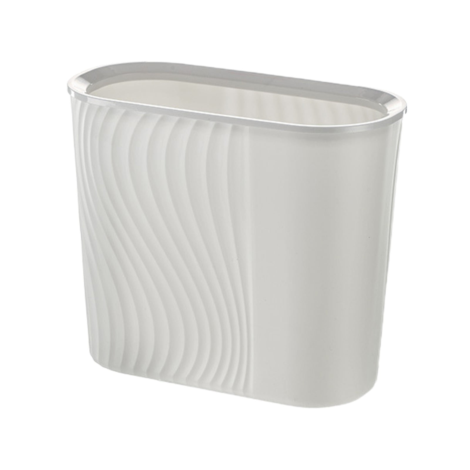 Cagogo Wastebasket, Plastic Trash Can, Striped Seamless Design for Home Kitchen Bathroom, Blue Gray White Small Garbage Bin for Office Garage Dorm