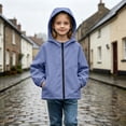 thumbnail image 4 of Fesfesfes Kids Unisex Hooded Rain Jacket Lightweight Waterproof Windbreaker with Pockets, Casual Outdoor Coat for Kids School Play Ages 5-16 Years, 4 of 8