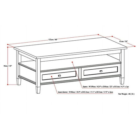 Simpli Home - Warm Shaker Coffee Table - Light Golden Brown