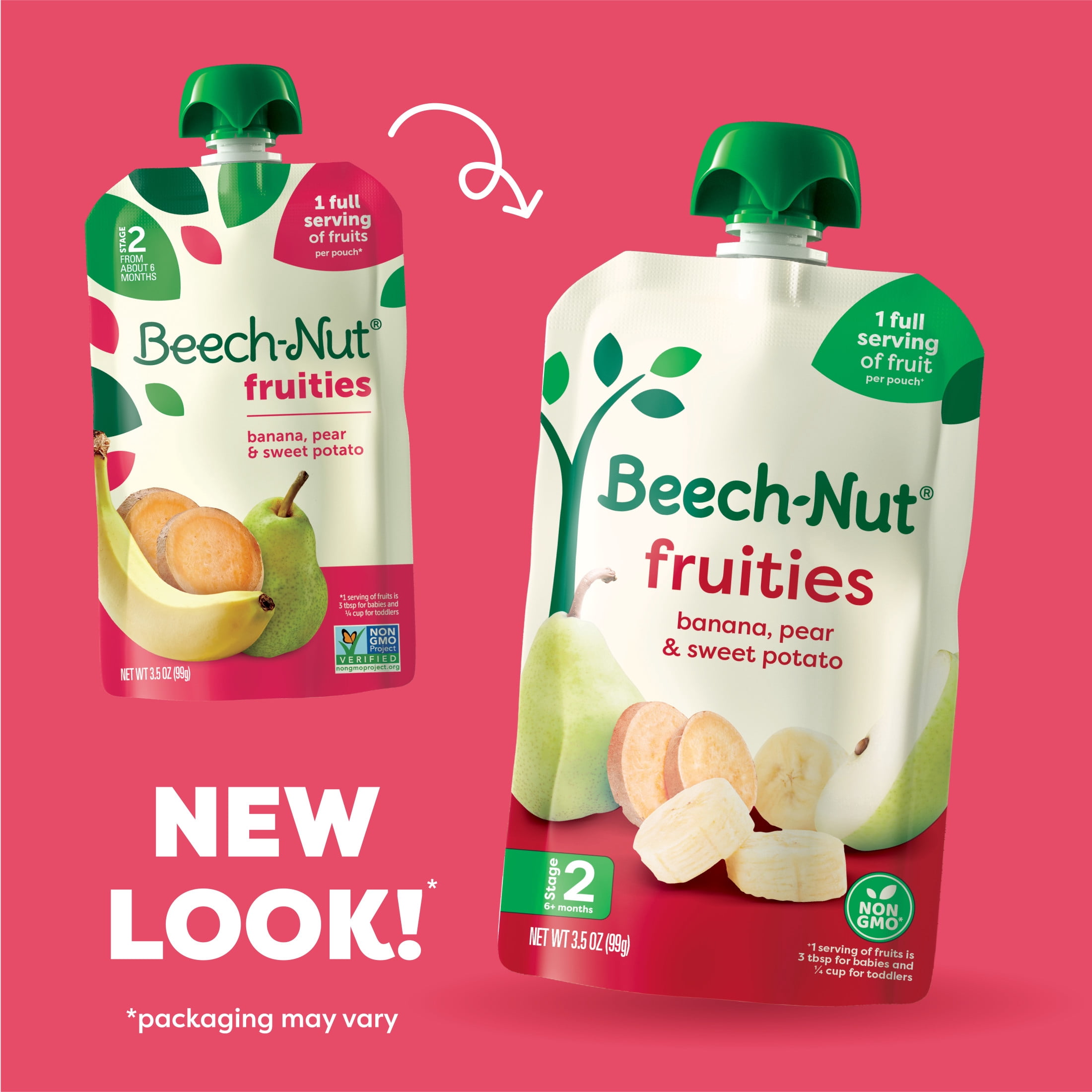 Beech-Nut Fruities Stage 2 Baby Food, Banana Pear & Sweet Potato, 3.5 oz Pouch