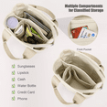 thumbnail image 6 of Small Tote Bag with Zipper Canvas Multiple Pockets Crossbody Bag Stylish Shoulder Bag Casual Satchel Hobo Bag Top Handle Messenger Bag, 6 of 6