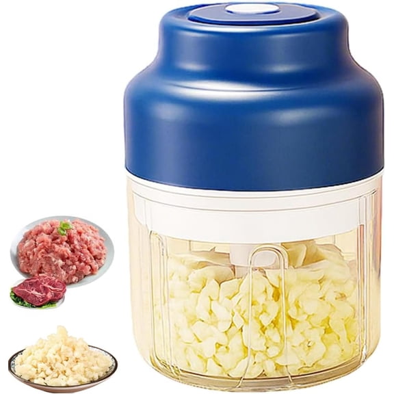 Cordless Food Chopper, Electric Garlic Crusher & Vegetable Slicer, Rechargeable Mini Food Processor for Onion, Herb, Nut, Stainless Steel Blades, Compact Kitchen Gadget (Blue)DSF