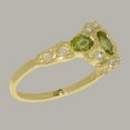 thumbnail image 3 of LBG British Made 14k Yellow Gold Natural Peridot & Diamond Womens Statement Ring - 33 size options - Size 10.5, 3 of 5
